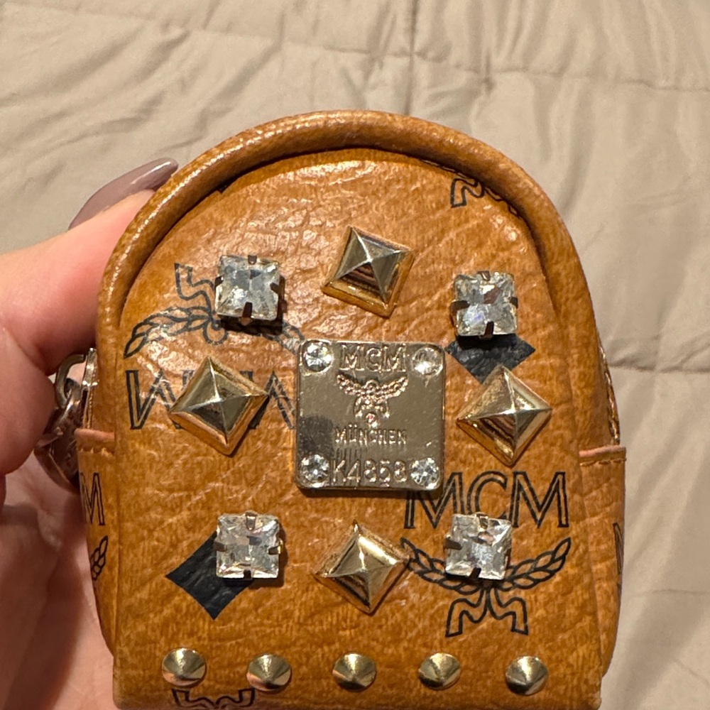 Mcm Tan Mini Backpack Keychain - image 2